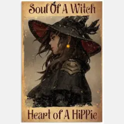 Soul Of Witch Heart Of Hippie Black Hat Clothes Girl Woman Vintage