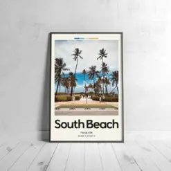 South Beach Poster - Oil Painting Technique | Famous Beach Wall Art | & Printed Travel Prints | Animalistic Home Decor