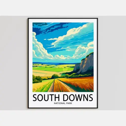 South Downs Travel Poster South Downs Print National Park Art Print South Downs Gift South Downs Wall Art South Downs Artwork