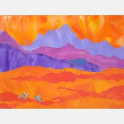 Southwest Desert Scene With Horseback Riders Going Home Print Of Original Painting By Mary Ellen Palmer