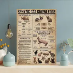 Sphinx Cat Vintage Poster Types Of Sphinx Cat Poster Sphinx Cat Lover Gift All About Sphinx Cat Anatomy Of Sphinx Cat Knowledge Poster