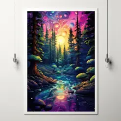 Spiritual Forest Wall Art Print - Enchanted Lanterns And Whispering Trees Tapestry - Mystical Fantasy Landscape - Gift For Dreamers