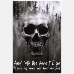 Spooky Skull Horror Forest Into Forest I Go Lose Mind Find Soul Black And White Vintage