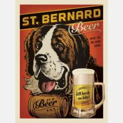 Sta Bernard Beer Poster Vintage Dog Poster Print Bedroom Home Decor Sports Landscape Office Room Decor Gift