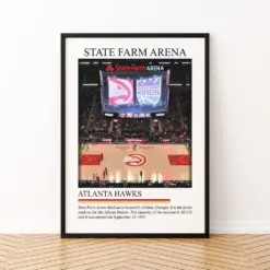 State Farm Arena Canvas Wall Art | Nba Print Basketball Gift | Stadium Print Poster | Framed Canvas Poster | Stadium Print