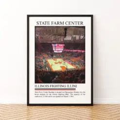 State Farm Center Poster Wall Art | Stadium Canvas | Print Poster | Framed Poster | Caa Basketball Wall Art | Stadium Poster Gift