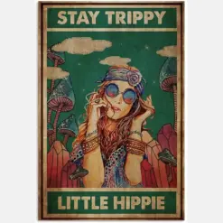 Stay Trippie Little Hippie Motivation Quote Wild Girl Green Vintage