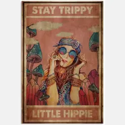 Stay Trippie Little Hippie Motivation Quote Wild Girl Pink Vintage