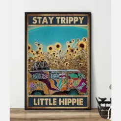 Stay Trippy Little Hippie Poster Hippie Poster Hippie Room Decor Vintage Hippie Art Hippie Gifts Hippie Van Sunflower Art