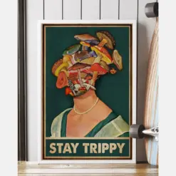 Stay Trippy Mushroom Poster Vintage Room Home Decor Wall Art Gifts Idea