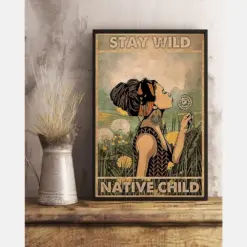 Stay Wild Native Child Canvas Prints Vintage Wall Art Gifts Vintage Home Wall Decor Canvas