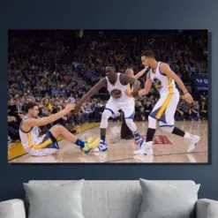 Stephen Curry Play Thompson Raymond Green Canvas Wall Art / Poster Print / Extra Large Wall Art Nba Canvas Basketball Art Ready To Hang