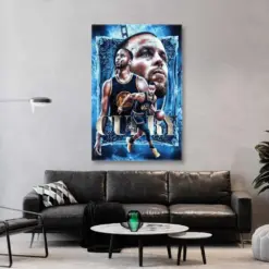 Stephen Curry Wall Art Basketball Wall Art Decor Gift For Him Roll Up Canvas Stretched Canvas Art Framed Wall Art Painting