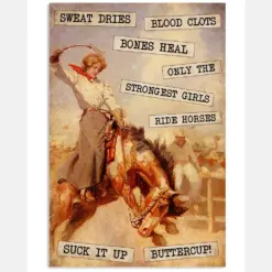 Strongest Girls Ride Horses Vintage Text