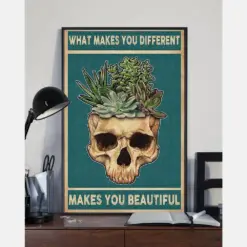 Succulent Skull Canvas Prints What Makes You Different Makes You Beautiful Vintage Wall Art Gifts Vintage Home Wall Decor Canvas