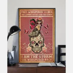 Sugar Skull Girl Breast Cancer Poster She Whispered Back I Am The Storm Vintage Room Home Decor Wall Art Gifts Idea