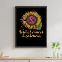 Sunflower Breast Cancer Awareness Canvas Prints Vintage Wall Art Gifts Vintage Home Wall Decor Canvas