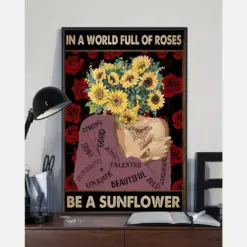 Sunflower Head Pot Canvas Prints In A World Full Of Roses Be A Sunflower Vintage Wall Art Gifts Vintage Home Wall Decor Canvas