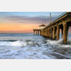 Sunrise Tranquility At The Manhattan Beach Pier Fine Art Photography Print Artist Signed | Coastal Pier Photography