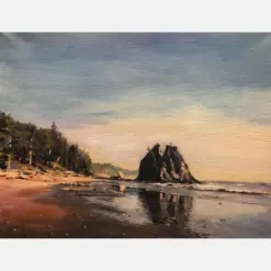 Sunset At Realtor Beach Original Oil Painting Studio Art Olympic National Park Washington By Victor Soto