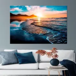 Sunset Beach Art Print Ocean Sunset Canvas Wall Art Coastal Prints Ocean Wall Art Living Room Sunrise Extra Large Wall Art