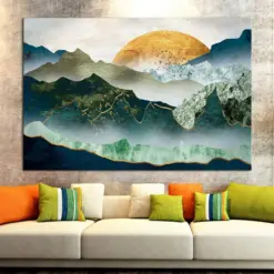 Sunset Canvas Wall Art Mountain Print Landscape Wall Art Abstract Mountain Wall Art Modern Wall Decor Extra Large Wall Art