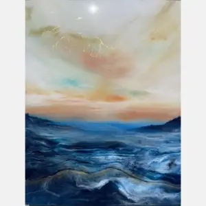 Sunset Over The Ocean Painting And Resin I