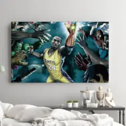 Superheroes Adaptation Canvas Wall Art Cartoon Characters Poster Art , Basketball Player Wall Decor , Ready To Hang , Gift Ideas For Fan