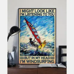 Surfing Poster In My Head I'M Windsurfing Vintage Oil Painting Room Home Decor Wall Art Gifts Idea