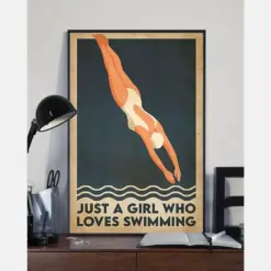 Swimmer Just A Girl Who Loves Swimming Canvas Prints Vintage Wall Art Gifts Vintage Home Wall Decor Canvas