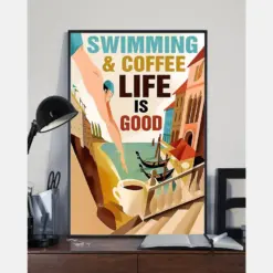 Swimming And Coffee Life Is Good Canvas Prints Vintage Wall Art Gifts Vintage Home Wall Decor Canvas