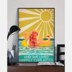 Swimming And She Lived Happily Ever After Wine Girl Retro Sun