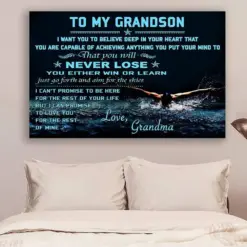 Swimming Canvas And Poster To My Grandson Never Lose Wall Decor