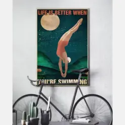 Swimming Canvas Prints Life Is Better When You Are Swimming Vintage Wall Art Gifts Vintage Home Wall Decor Canvas