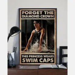 Swimming Girl Poster This Princess Wears Swim Caps Swimmer Room Home Decor Wall Art Gifts Idea