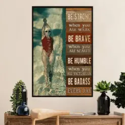 Swimming Poster Room Wall Art | Be Brave | Gift For Swimmer