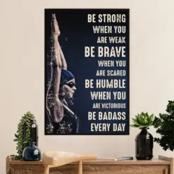 Swimming Poster Room Wall Art | Be Strong Be Brave | Gift For Swimmer