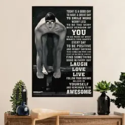 Swimming Poster Room Wall Art | Best Version Of You | Gift For Swimmer