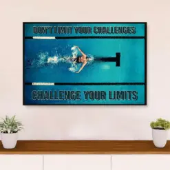 Swimming Poster Room Wall Art | Challenge Your Limits | Gift For Swimmer