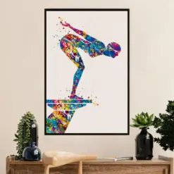 Swimming Poster Room Wall Art | Colorful Swimmer | Gift For Swimmer