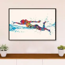 Swimming Poster Room Wall Art | Colourful Swimmer | Gift For Swimmer