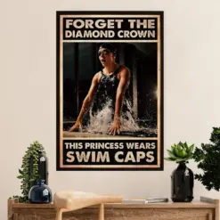 Swimming Poster Room Wall Art | Diamond Crowns | Gift For Swimmer