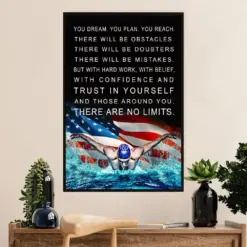 Swimming Poster Room Wall Art | Dream Plan Reach | Gift For Swimmer