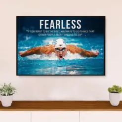 Swimming Poster Room Wall Art | Fearless | Gift For Swimmer