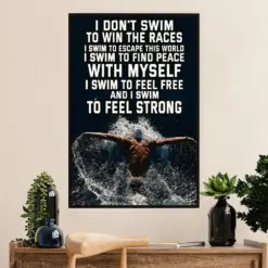 Swimming Poster Room Wall Art | Feel Strong | Gift For Swimmer