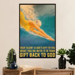 Swimming Poster Room Wall Art | Gift Back To God | Gift For Swimmer