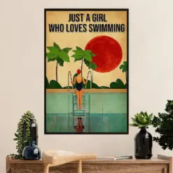 Swimming Poster Room Wall Art | Girl Loves Swimming | Gift For Swimmer