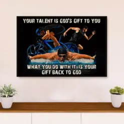 Swimming Poster Room Wall Art | God'S Gift | Gift For Swimmer