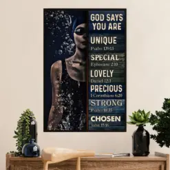 Swimming Poster Room Wall Art | God Says You Are | Gift For Swimmer