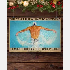 Swimming The More You Dream The Farther You Get Canvas Prints Swimmer Wall Art Gifts Vintage Home Wall Decor Canvas